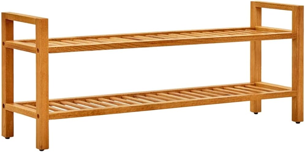 vidaXL Solid Oak Wood Shoe Rack | 2-Shelf Organizer | Compact Design | Rustic Farmhouse Style | Easy Assembly | Clutter-Free Solution