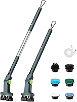 Vista 1 de Limpiador eléctrico giratorio inalámbrico de doble cepillo, IPX7, impermeable, para baño, mango extensible con pantalla digital, 2 velocidades, 6