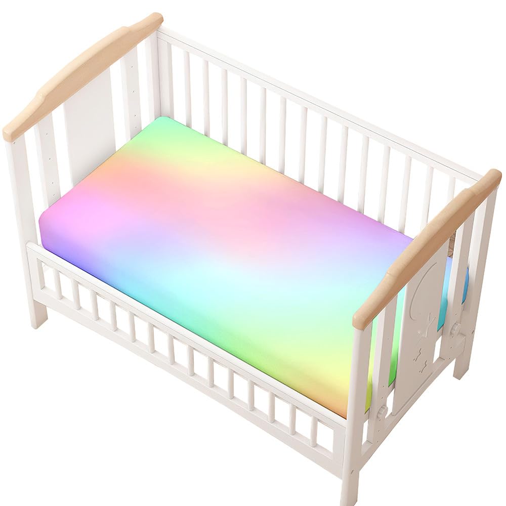Odot Cot Bed Sheets, Multicolor Print Bedside Cribs Fitted Sheets, Baby Bed Sheets Microfiber Cot Bed Mattress Protector, Bassinet Sheets, Easy Care Soft and Dureable (Pink,55x90 cm)