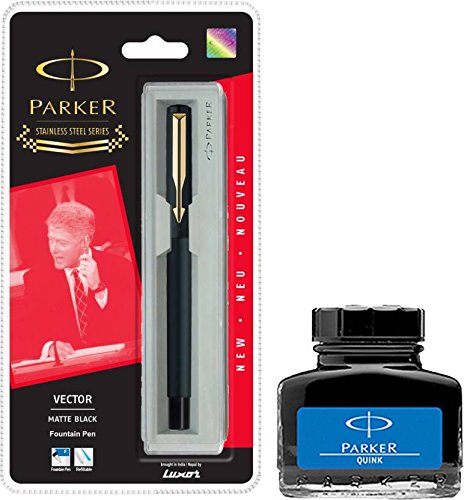 Amazon | Parker Vector マットブラック GT 万年筆 + クインクボトル