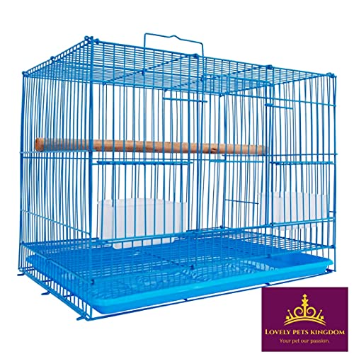 Image of Lovely PET'S KINDOM-15 Bird cage for Budgies,Finches,Love Birds,Cocktails,Conures,Cuttlefish Bone Holder,with Cuttlefish Bone, 2 Cups, 1 Perch Stick L : 15 inch, B : 11 inch, H:12 inch