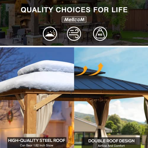 MELLCOM-13-x-15-Outdoor-Hardtop-Gazebo-Cedar-Wood-Framed-Gazebo-with-Powder-Coated-Metal-Roof-for-Gardens-Patios-Lawns MELLCOM 13 x 15 Outdoor Hardtop Gazebo Cedar Wood Framed Gazebo with Powder Coated Metal Roof for Gardens Patios Lawns