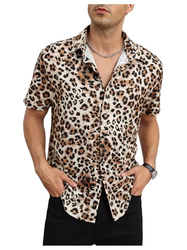 Amazon.com: Verdusa Men's Leopard Print Tops Button Down Shirt