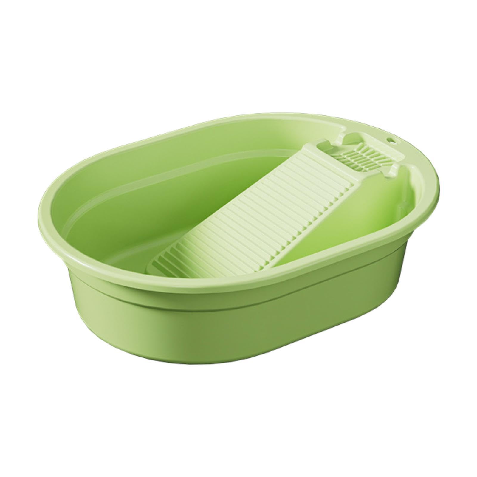 Laundry Basin, Washboard Basin Laundry Convenient Multifunction Portable Wash Tub Scrub Board(Green)