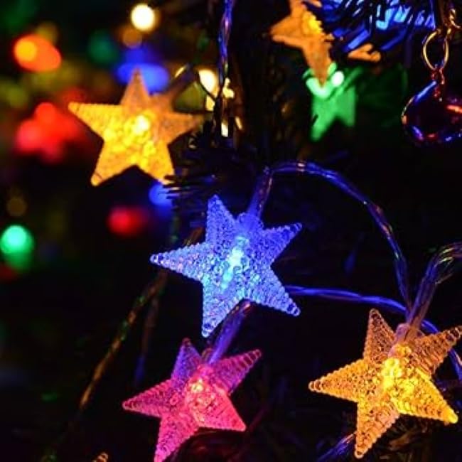Festive Lights Dazzling Starry String Lights - 28 Multicolor Northern Star Lights for Festive Decor - 3 cm Twinkle Lights To Illuminate Your Space with Joyful Holiday Spirit