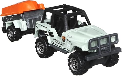 Miniatura 6 de Matchbox Hitch & Haul - Juego de vehículos fundidos a presión – Aventura de oso de navegación ~ Juego de 6 piezas ~ Coche CJ7 ~ Incluye arrastrero