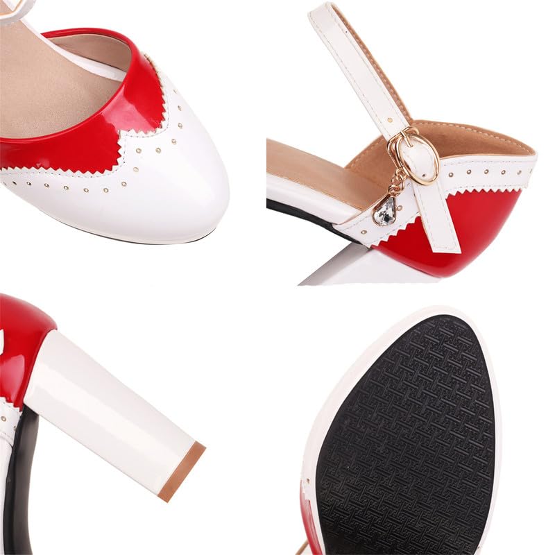 Image of FOREADA Lolita Bow Platform High Heel Women Rockabilly Mary Jane Dress Pump | Boasts soft kawaii retro vintage lolita tea party aesthetic, with block heel ,bow, round toe versatile style for dress wear