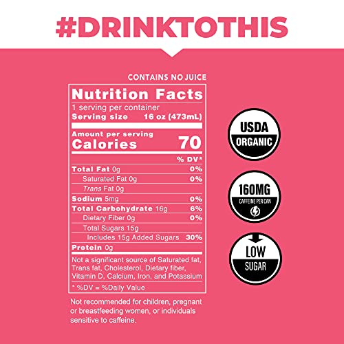 Clean Cause Low Calorie Watermelon Mint Usda Organic Sparkling Yerba Mate Tea (16Oz Cans, 12-Pack Case) Low Sugar, 160Mg Caffeine, Healthy Alternative To Soda & Energy Drinks. #TOP3