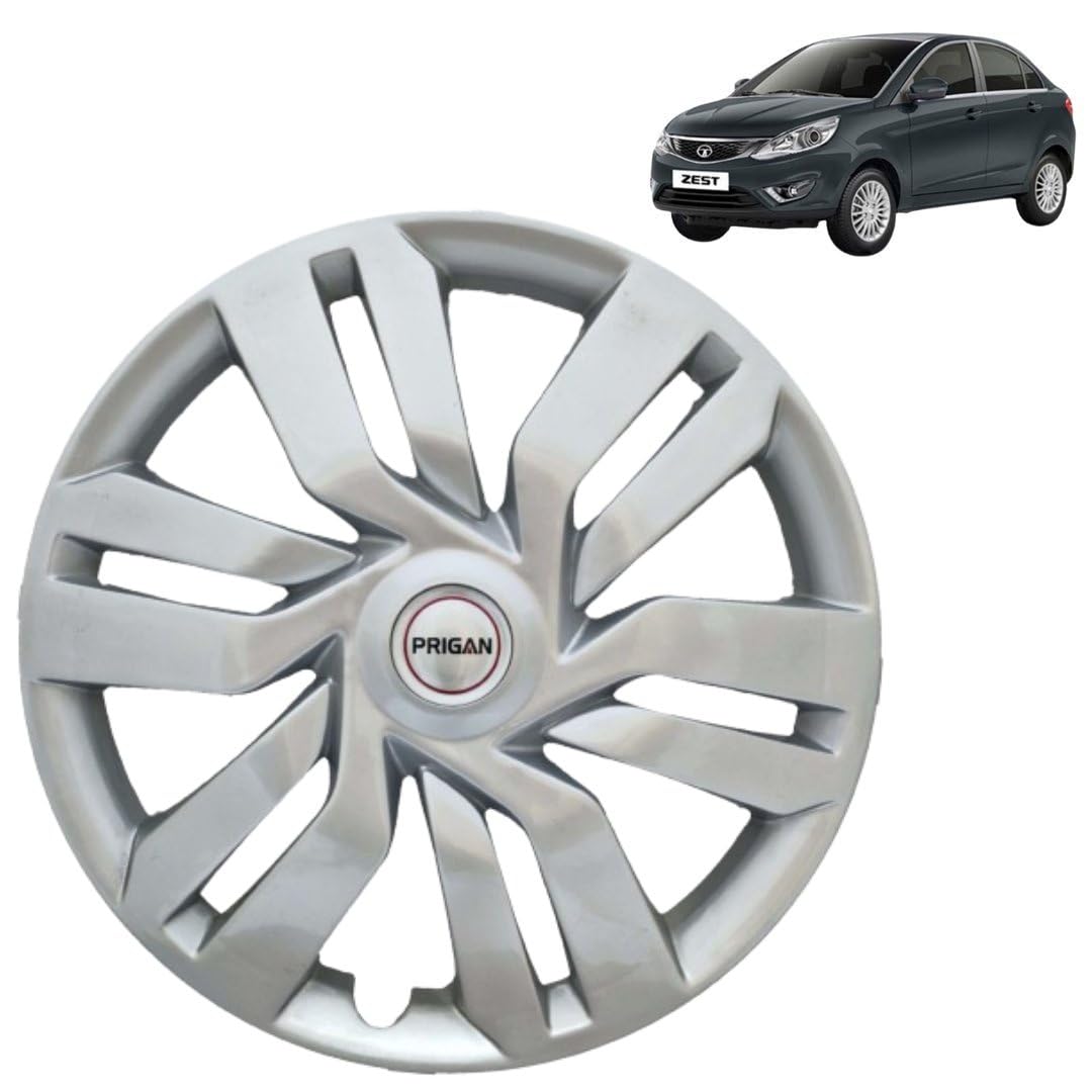 Prigan Wheel Cover for Zest 15 Inch Silver Wheel Cap (Available in 15 Inch) (Set of 4 Pcs) (Press Fitting) Model- IDTEC Silver-15