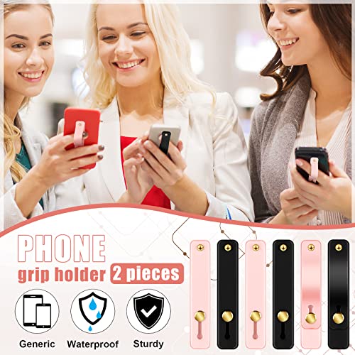 Image of Weewooday 6 Pieces Phone Grip Holder Cell Phone Grip Strap Telescopic Finger Strap Stand Universal Finger Kickstand for Most Smartphones(Black, Pink,Classic)