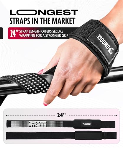 DMoose Fitness Lifting Straps - 4mm Neoprene Padded Wrist Straps for Weightlifting & Powerlifting - Cotton Lifting Strap with Silicone Grip for Men & Women - Durable Deadlift Strap for Gym Workout - Image 6