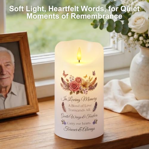 Image of Homemory Memorial Candle Bereavement Sympathy Gifts for Loss of Loved One, Real Wax LED Candle with Remote Memorial Gifts for Loss of Mother Loss of Father in Memory of Loved One Remembrance Gift
