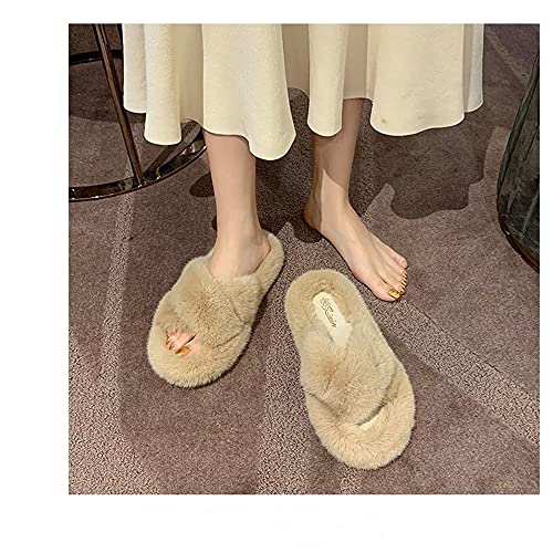 Plush Slippers Women's Wear Winter Lovely Rabbit Plush Cross Cotton Slippers4