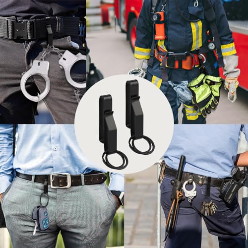 Ailvor Schlüsselhalter Gürtel, 2 Stück Gürtel Schlüsselanhänger mit 4 Stück Metall Schlüsselringen, Edelstahl Taktischer Schlüssel Clip für Polizei, Feuerwehr, Herren Hosen Jeans