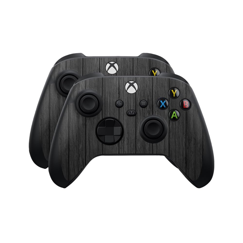 Skin Compatible with Microsoft Xbox Series X|S Controller (2 Pack) - Black Wood - Premium 3M Vinyl Protective Wrap Decal Cover - Easy to Apply |