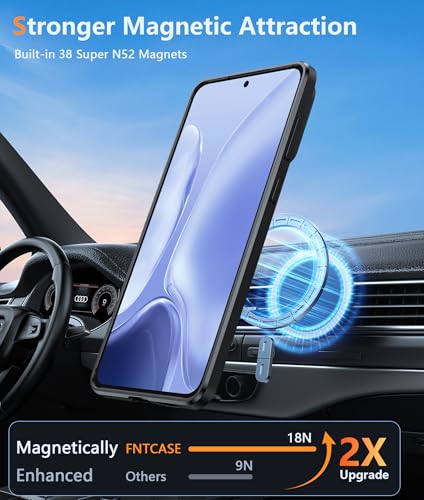 Image of FNTCASE for Samsung Galaxy S25-Edge Case: Clear Magnetic Military Grade Drop Protection Anti Yellowing Cell Phone Cover - Rugged Shockproof Protective Bumper Transparent Phonecase