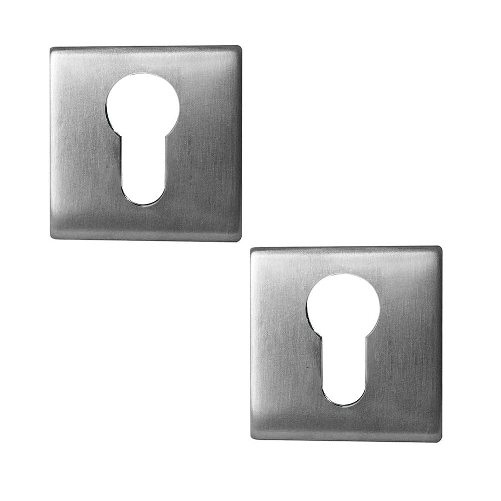 Loops Satin Stainless Steel 2 Pack Elegant Square Euro Profile Escutcheon For Enhanced Security - Key Hole Cover