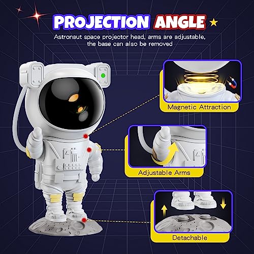 Astronaut Star Projector Night Light - Space Projector Galaxy Starry Nebula Ceiling Projection Lamp With Timer, Remote And 360°Adjustable, Gift For Kids Adults For Bedroom, Gaming Room Decor Aesthetic #TOP2