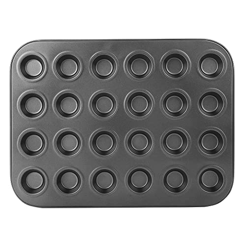 Nonstick Pudding Cupcake Tray, 24 Cup Mini Muffin Baking Pan Stainless Steel Bakeware Mould Tray for Muffins Brownies Cornbread Tarts