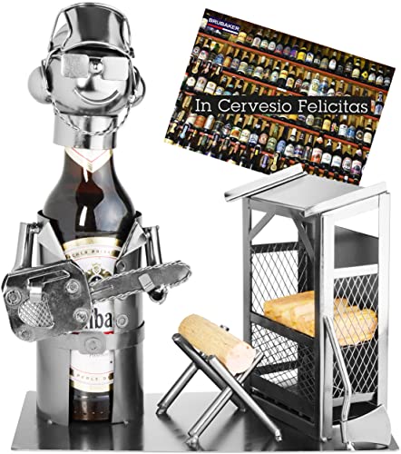 BRUBAKER Porte-bouteille de Bière décoratif - Sculpture en Métal - Idée cadeau - Bûcheron