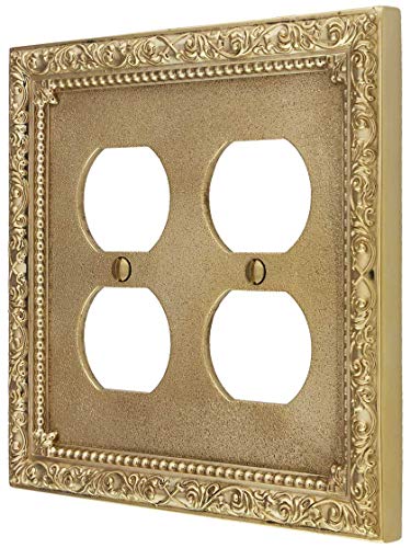 House of Antique Hardware R-010II-430-UL - Floral Victorian Double Gang Duplex Outlet Cover