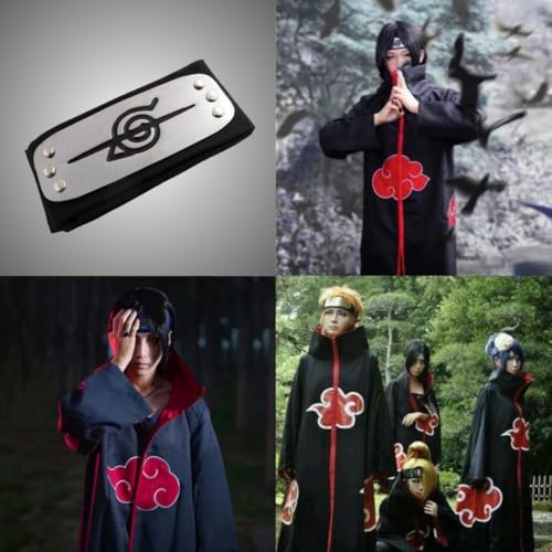 Image of WANNA PARTY Akatsuki Costume Akatsuki Cloak, Anime Cosplay Itachi Costume for Boys and Girls Age 5 to 7 years