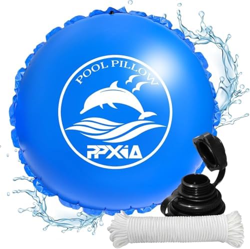 PPXIA Poolkissen Winter Rund 1.8m Luftkissen Pool Kissen überwinterung XXL Pool Winterkissen mit Doppelnaht bis -25°C, Doppelt Abgedichtetes Ventil, 0.6mm Dickes PVC für Poolabdeck
