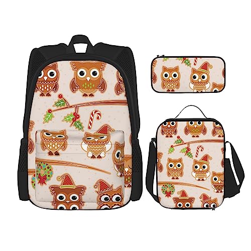Sacs à dos de voyage personnalisés hiboux (Lot de 3) Noir Taille Unique