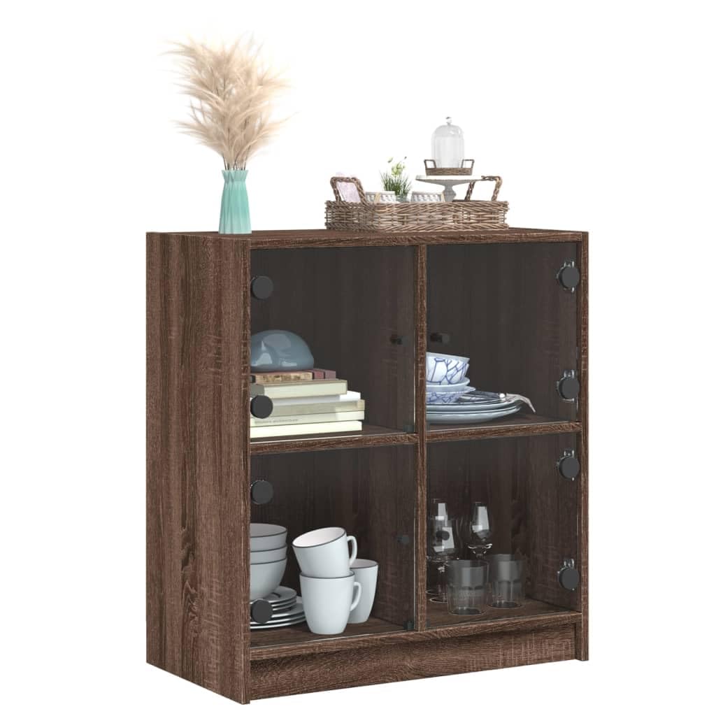 Home & Garden Armoire d'appoint avec portes vitrées Chêne marron 68 x 37 x 75,5 cm