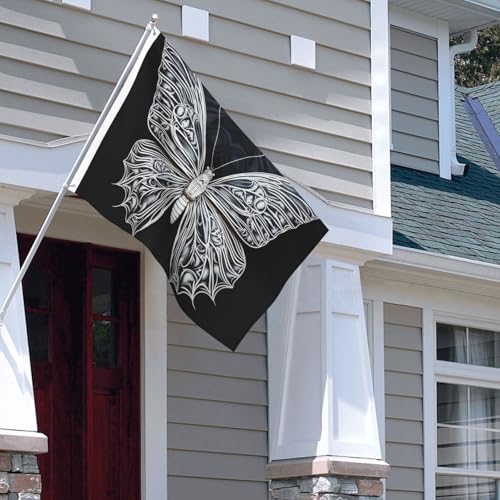 Drapeau de maison papillon blanc pour jardin et terrasse grand format double face robuste