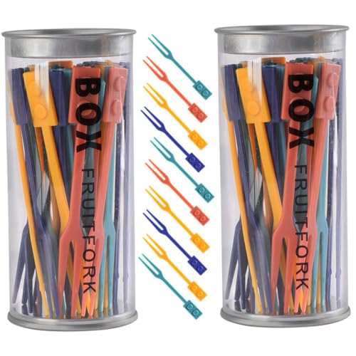 FUNOMOCYA 2 Boxes Fruit Stick Cake Fork Fruit Pick Dessert Mini Plastic Fork Mini Fork Fruit Fork Salad Fork Dinner Fork Party Food Fo