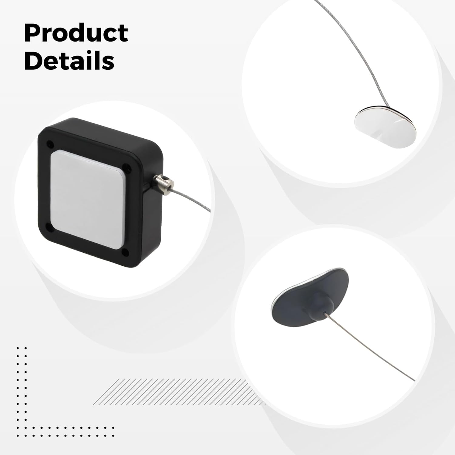 6 Pcs Self-Retracting Anti-Theft Cable Lock, 6.5 Ft/2M Steel Wire, Tv Remote Tether Cord, Black