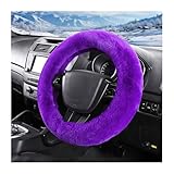 NYTKL Car Fuzzy Steering Wheel Cover, 15 inch Fluffy Soft Steering Wheel Protector for Winter Warm, Anti-Slip Fuzzy Plush Vehicle Wheel Wrap Cover Interior Decoration for Women Men (Purple)