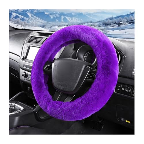 NYTKL Car Fuzzy Steering Wheel Cover, 15 inch Fluffy Soft Steering Wheel Protector for Winter Warm, Anti-Slip Fuzzy Plush Vehicle Wheel Wrap Cover Interior Decoration for Women Men (Purple)