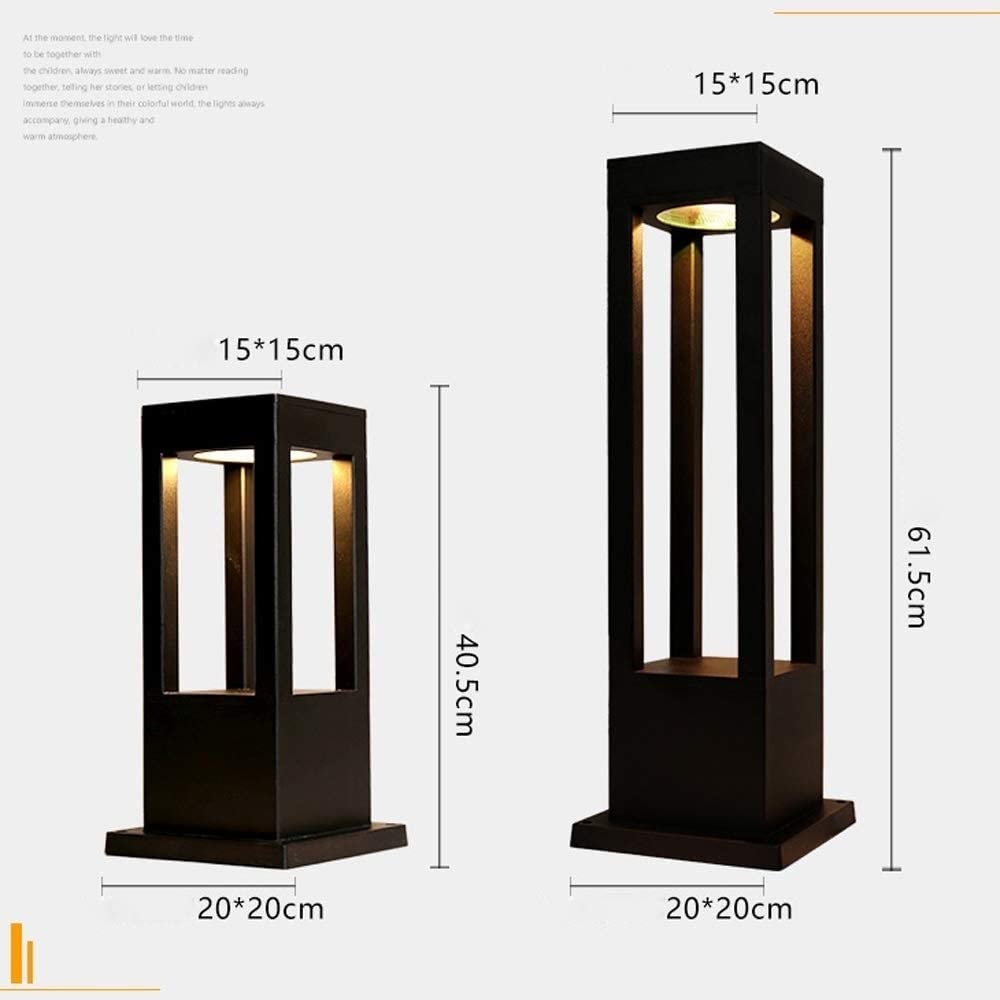 Moderne zylindrische Laterne Schwarz Druckguss Aluminium Scheinwerfer Rostschutz Fackel Lichter Rasen Zaun Gartendekoration Außenmast Säule Laterne Licht Blick auf p