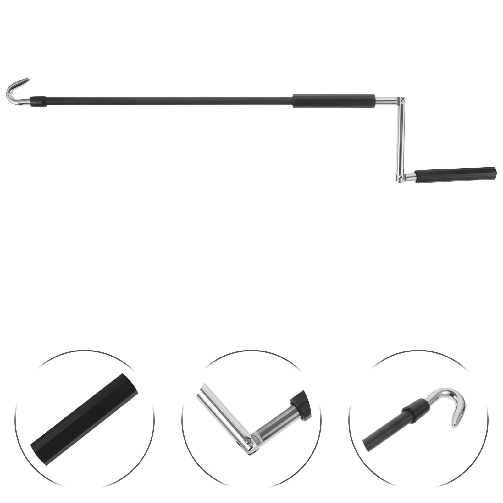 POPETPOP Manivelle Store Banne, Baguette à Manivelle en Fer Noir 59,5cm, Mécanisme Fluide pour Pergolas et Gazebos, Remplacement Pratique