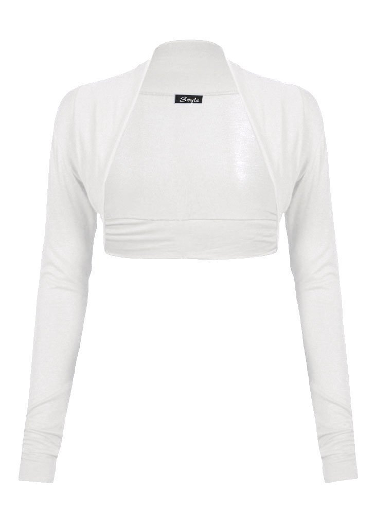 FK Styles Womens Plain Long Sleeves Viscose Jersey Bolero Shrug
