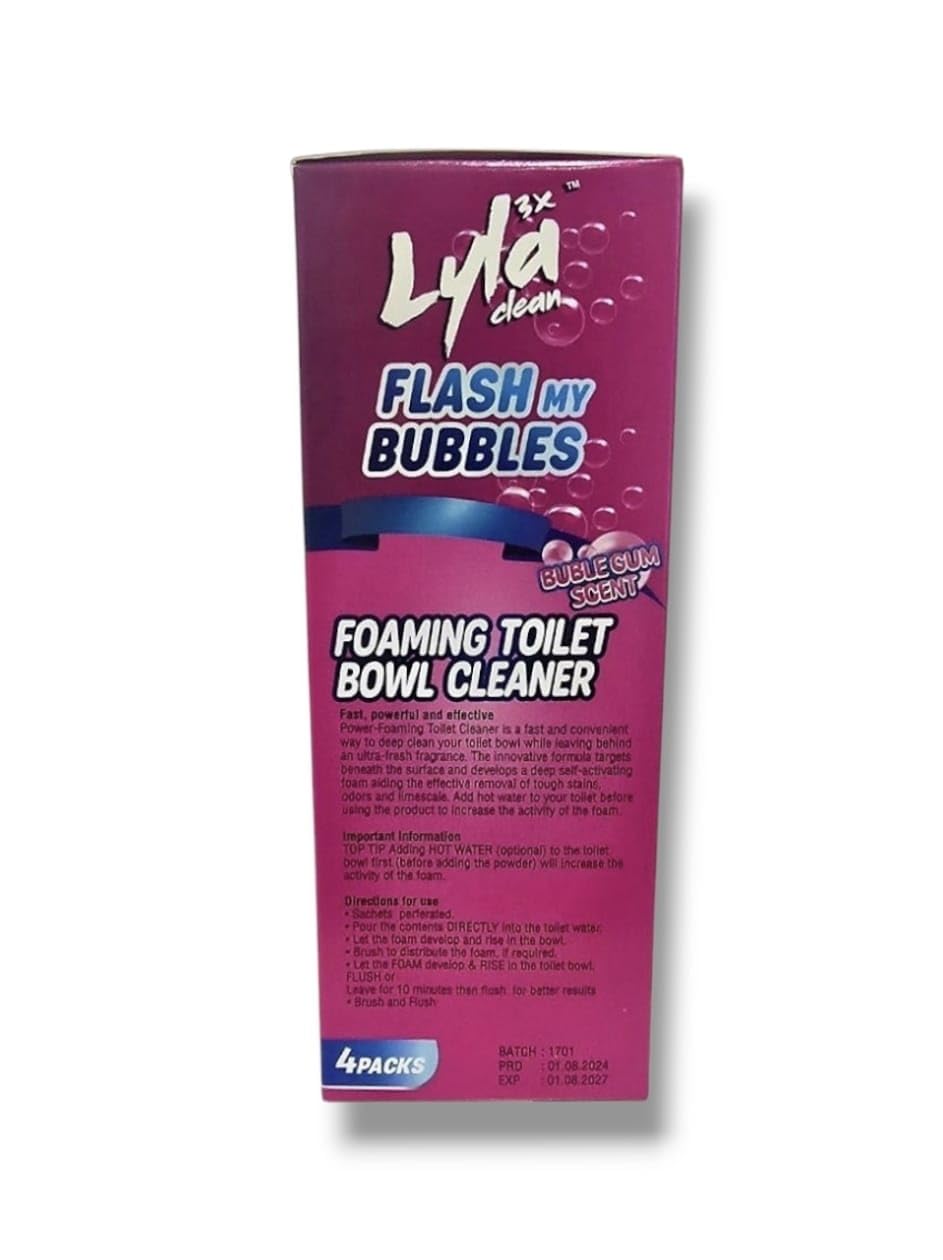LYLA 3X Foaming Toilet Bowl Cleaner, 4 Pack Deodorizer & Septic Safe – Deep Cleaning, Odor Eliminator, Stain Remover for Long-Lasting Freshness, Bubble Gum Scent
