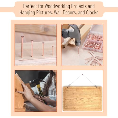 Image of Mr. Pen- Nail Assortment Kit, 600 Pcs, 4 Sizes, Rose Gold Picture Hangers