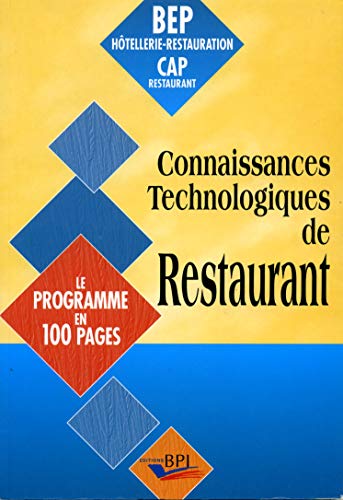 Connaissances technologiques restaurant BEP-CAP