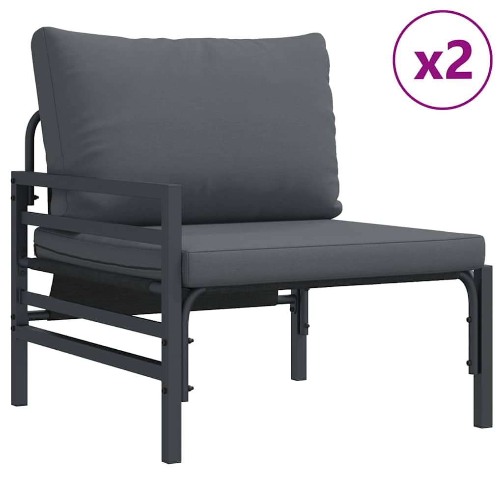 3-częściowy zestaw mebli ogrodowych, stal antracytowa, nowoczesny zestaw mebli outdoorowych na taras, balkon, odporny na warunki atmosferyczne, łatwy w pielęgnacji, stylowe siedzisko