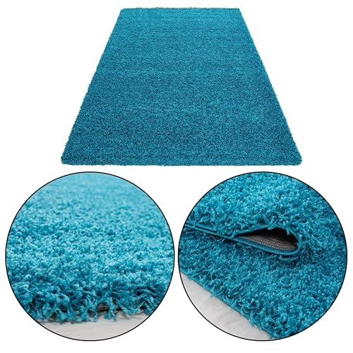 HMWD Shaggy Rugs for Living Room, Fluffy and Non Slip Rug, Hallway Runner, Washable Rug, Non-Shed Plain Super Soft Floor Carpet for Living Room, Home Decor (Teal Blue, 80 x 150 cm (Rectangular)) - Cosy Home Interiors HMWD Shaggy Rugs for Living Room, Fluffy and Non Slip Rug, Hallway Runner, Washable Rug, Non-Shed Plain Super Soft Floor Carpet for Living Room, Home Decor (Teal Blue, 80 x 150 cm (Rectangular)) - Image 3