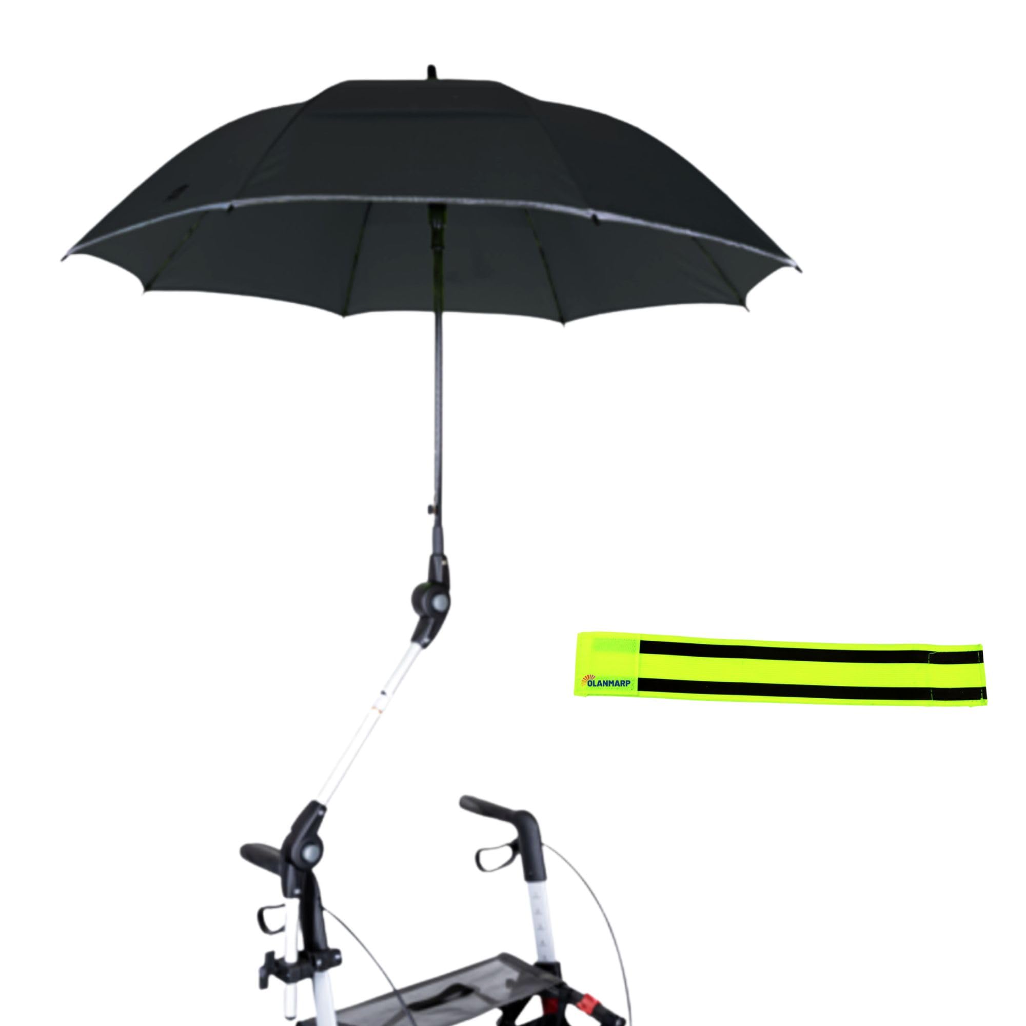 MPB Pieper - Paraguas universal con soporte y funda para sombrilla 99: la más alta calidad, fabricada en Alemania para lluvia, sol, viento, UV + Olanmarp banda con rayas