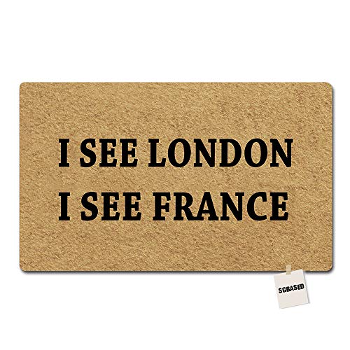 SGBASED Door Mat Welcome Mat I See London, I See France Mat Washable Floor Entrance Outdoor & Indoor Decor Rug Doormat Non-Woven Fabric (30 X 18 inches)