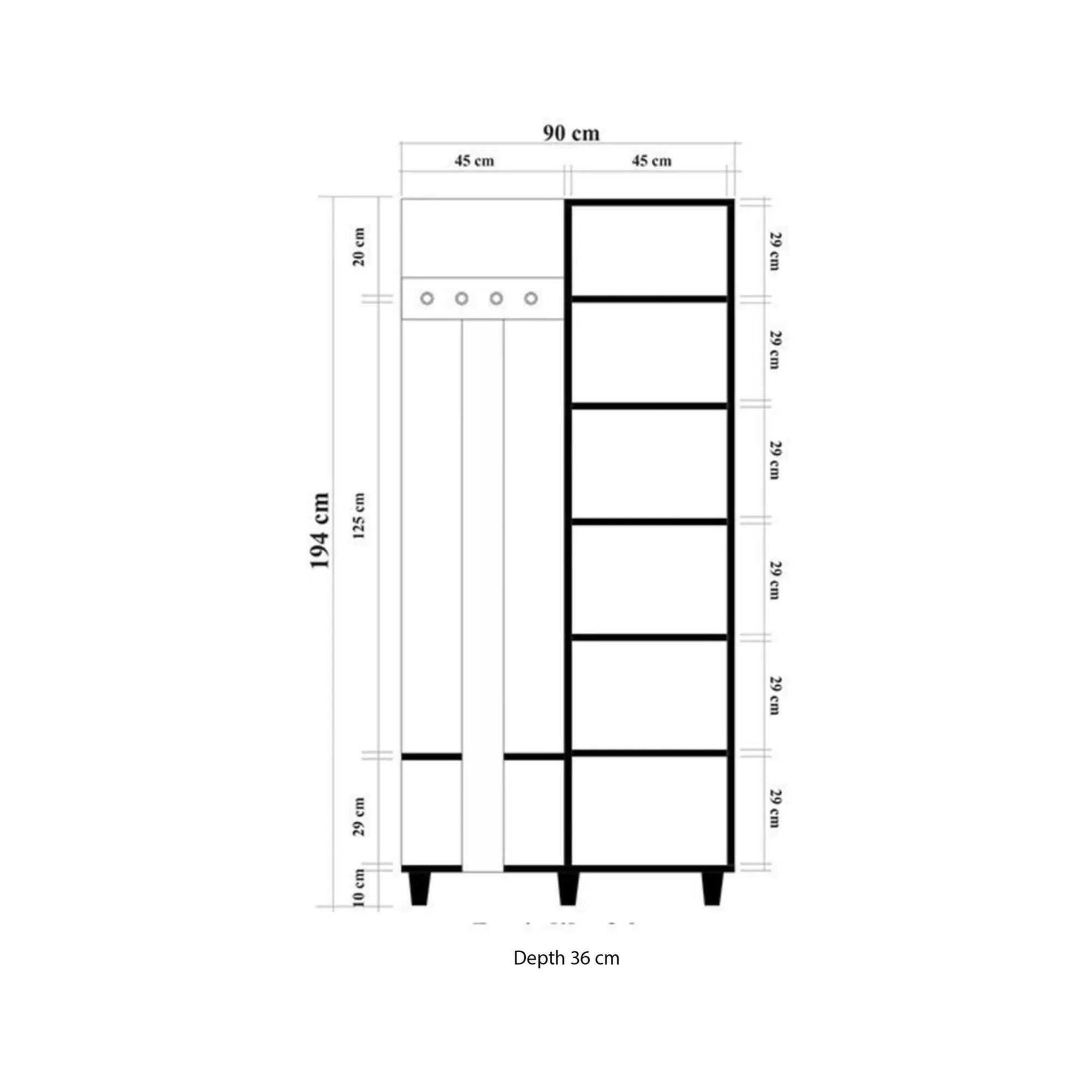 Dmora - Mobile da ingresso Azhaf, Entratina appendiabiti, Composizione per atrio, Consolle portaoggetti multifunzione, 90x36h194 cm, Quercia