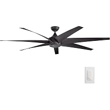 Kichler Lehr 80" Ceiling Fan in Distressed Black, 7-Blade Indoor Outdoor Fan, 80" W x 19.25" H, 310115DBK | Ideal for patios, pergolas and great rooms, 7 blades, DC motor, 310115DBK