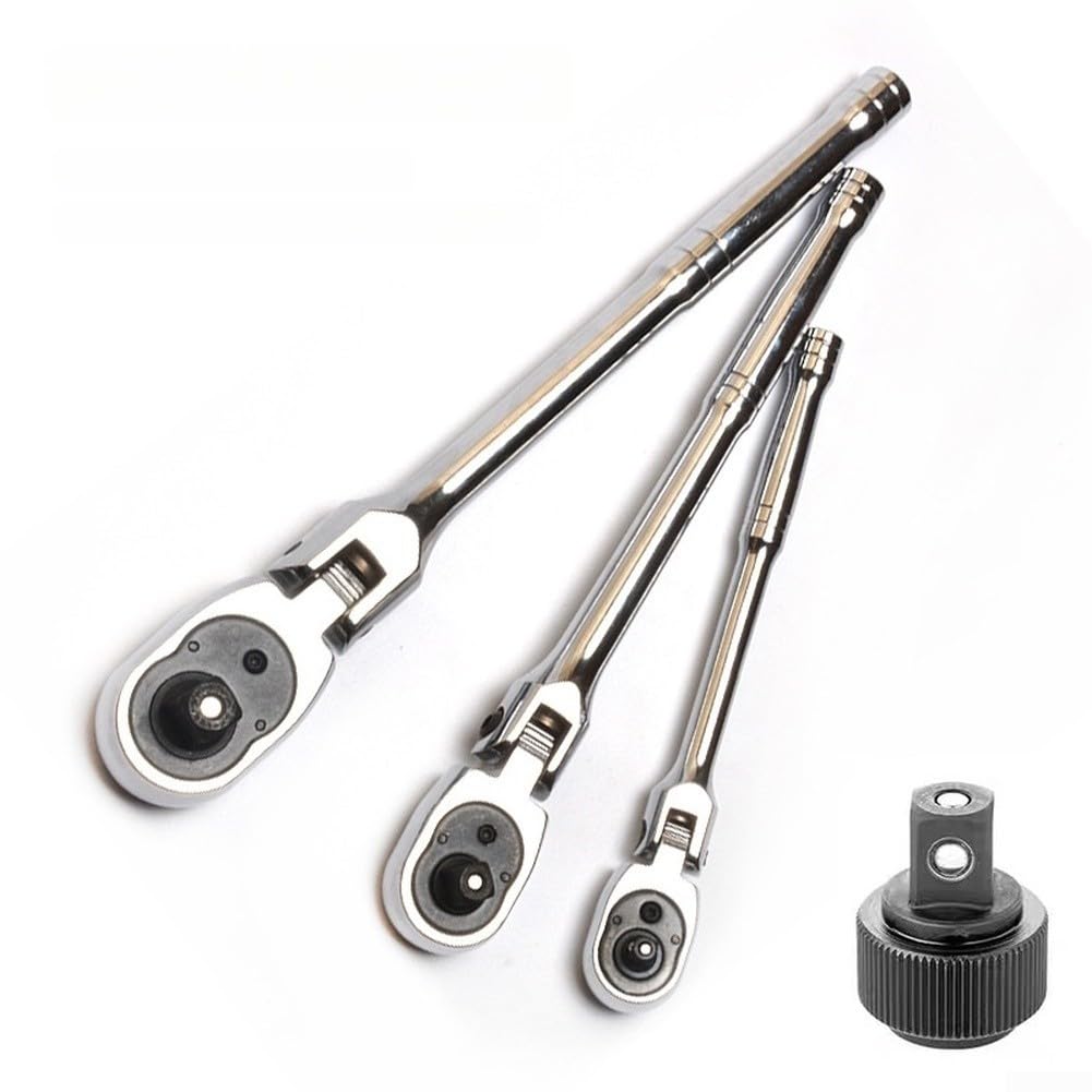 Niceminiwall Set di chiavi a cricchetto a 72 denti, 1/4 3/8 1/2 per set di chiavi a bussola con testa flessibile, manico antiscivolo in acciaio al cromo vanadio, per attività di manutenzione meccanica