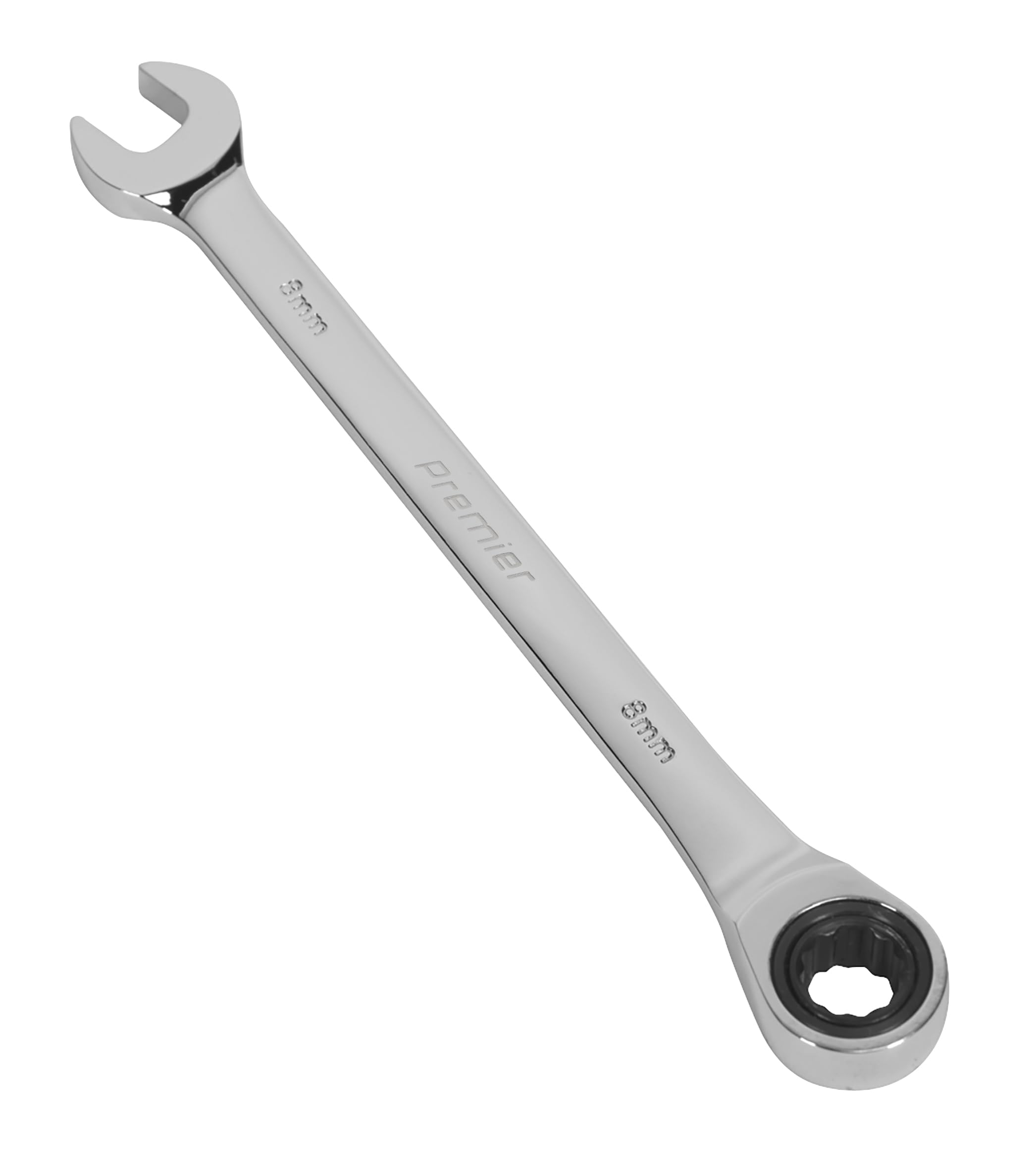Sealey Ratchet Combination Spanner 72 Teeth Chrome Vanadium Steel 8mm RCW08