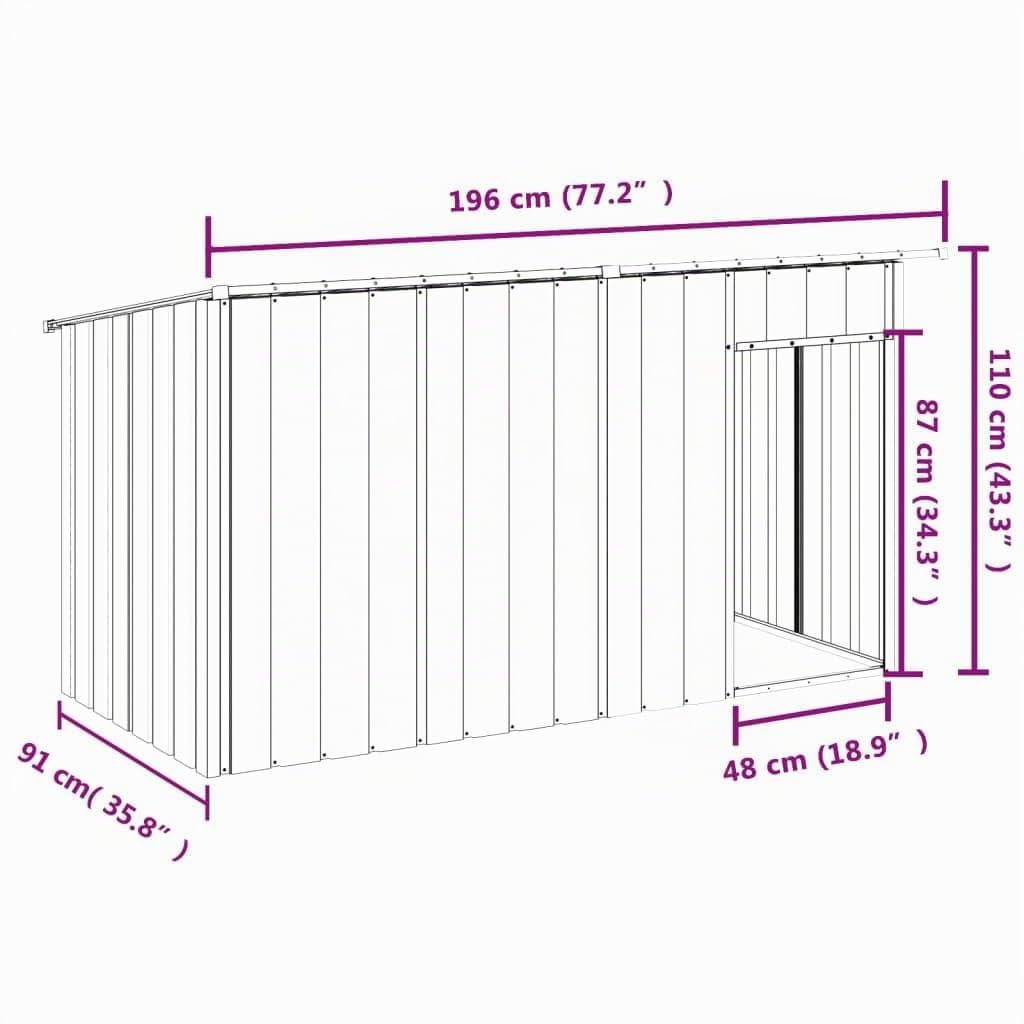 Festnight Perrera para Exterior Grande con Tejado Casa para Animales, Jaula para Jardín Patio Jaula Casetas de Perros Gallinero para Exterior Acero Galvanizado 196 x 91 x 110 cm