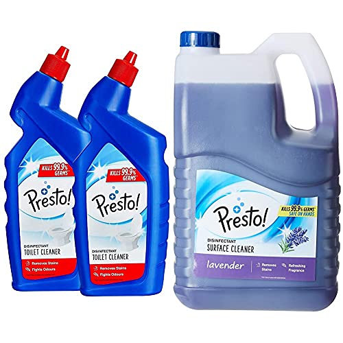 Image of Toilet Cleaner - 1 L (Pack of 2) Amazon Brand - Presto! Disinfectant Surface Cleaner - 5 L (Lavender)